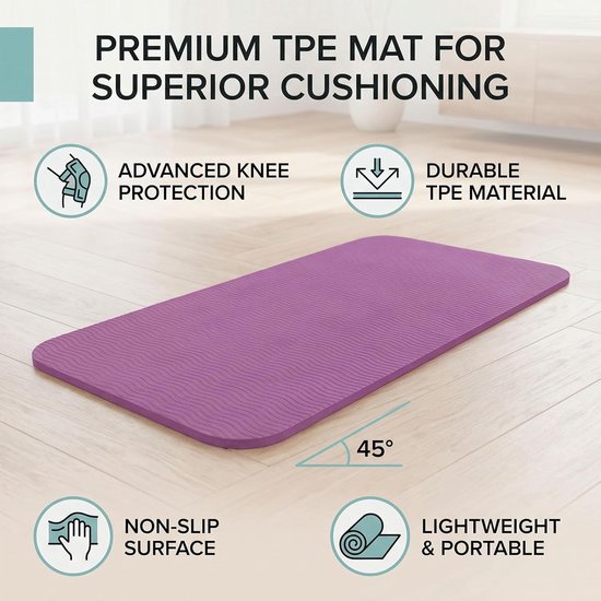 Pilates Kniekussen - Oefenmat - Vloeroefeningen - Antislip en dik - 1.5 cm dik - Paars — afbeelding 2