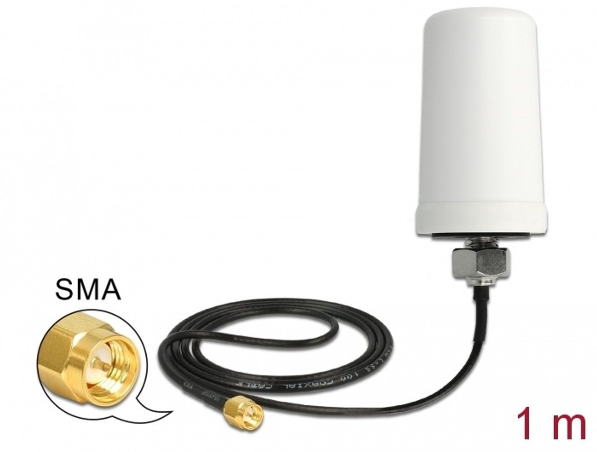 Delock Antenne LTE SMA St 1,7-2,0dBi 1m omnidirektional weiß
