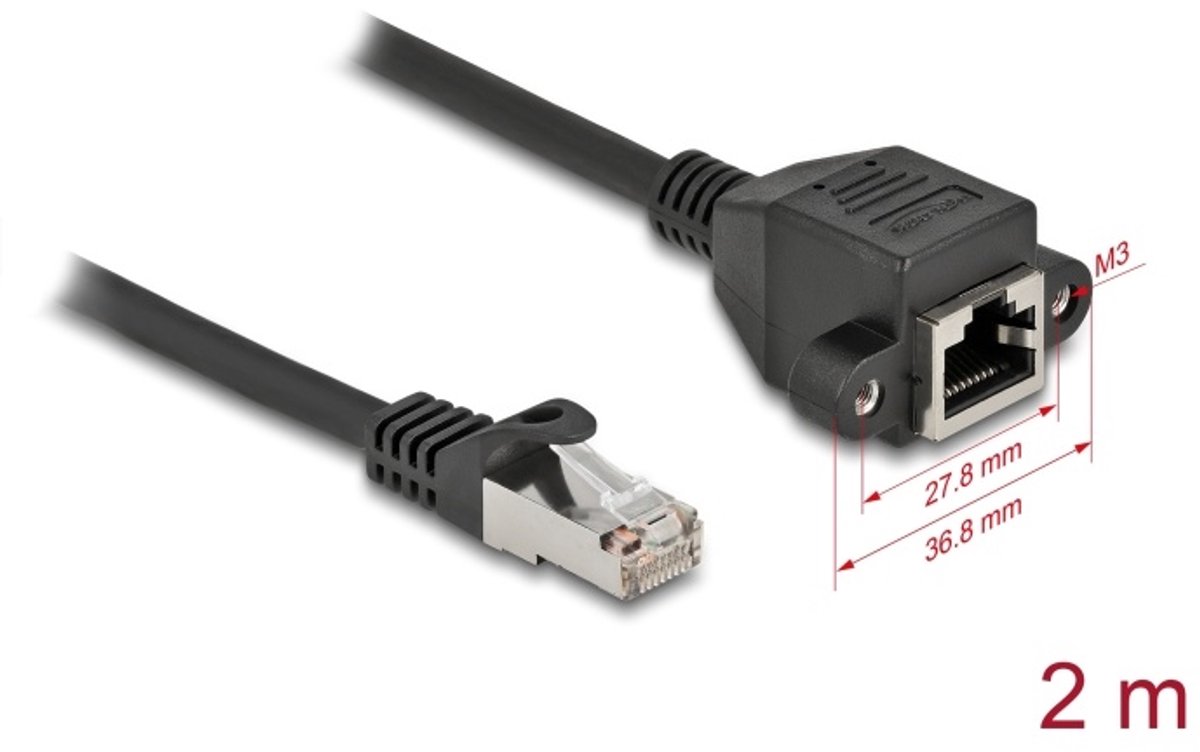 CAT6a sFTP verlengkabel 2 meter zwart