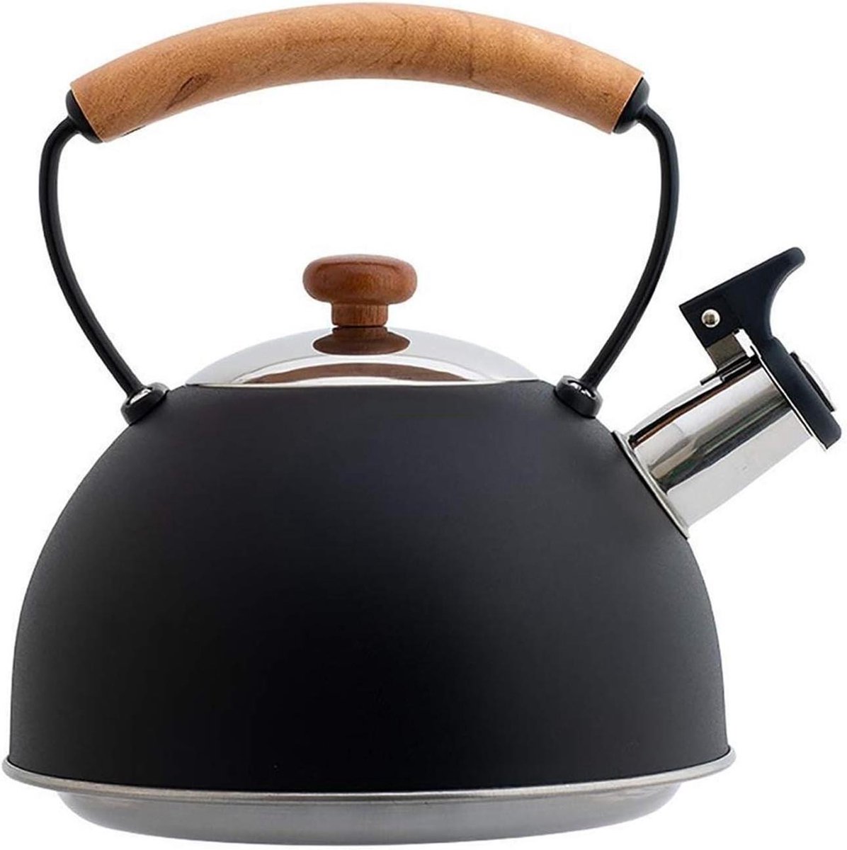 Waterkoker Zonder Stroom - Theepot Fluitketel - Water Koken - Geluidsignaal Water - 2.5 Liter - Zwart