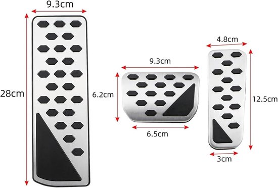 Pedaalhoezen Set - Auto Interieur - Verbeter Rijervaring - Antislip Rubber - AT met rust - Metaal — afbeelding 5