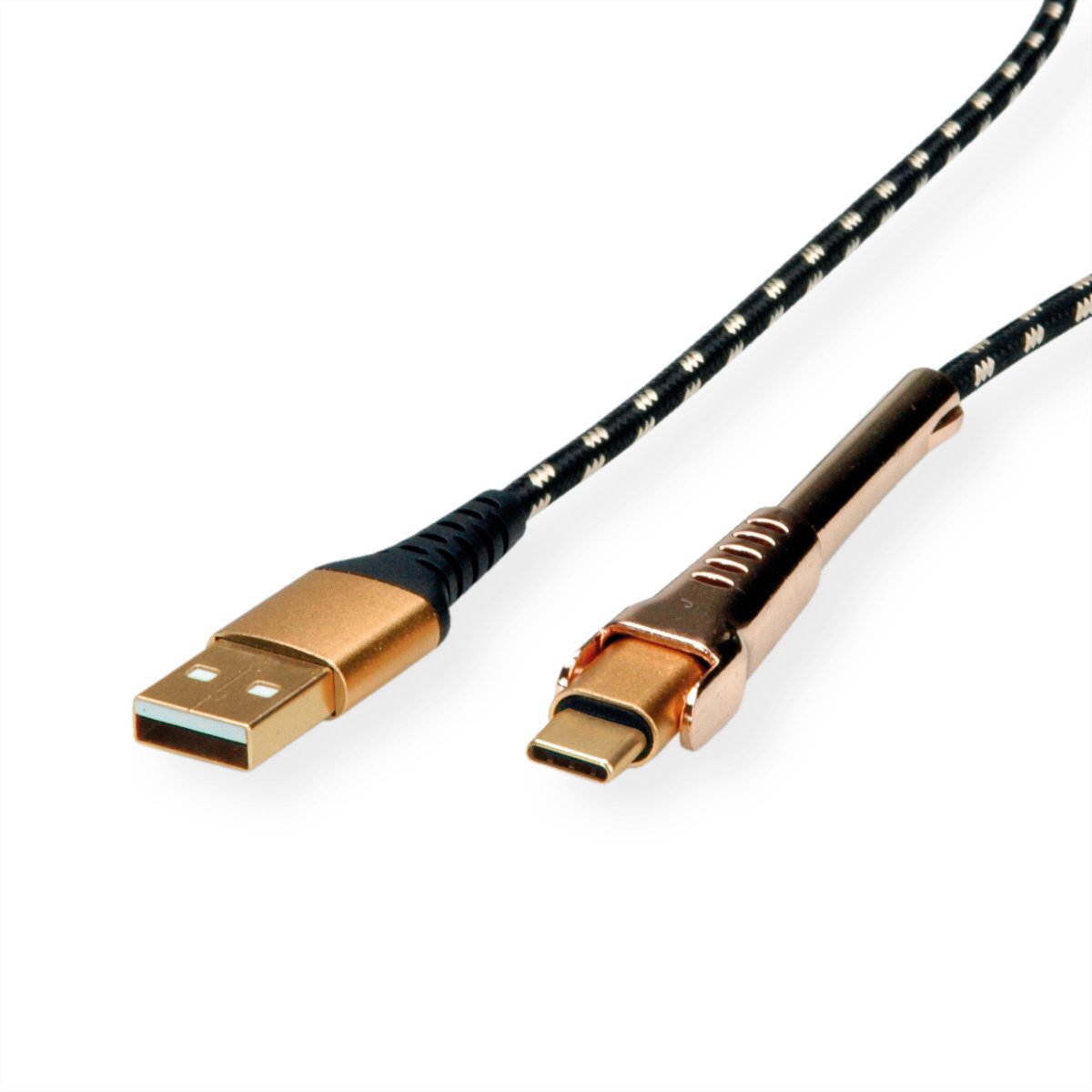 ROLINE GOLD USB 2.0 synchronisatie- en oplaadkabel, USB-A/USB-C, met steun, 1 m