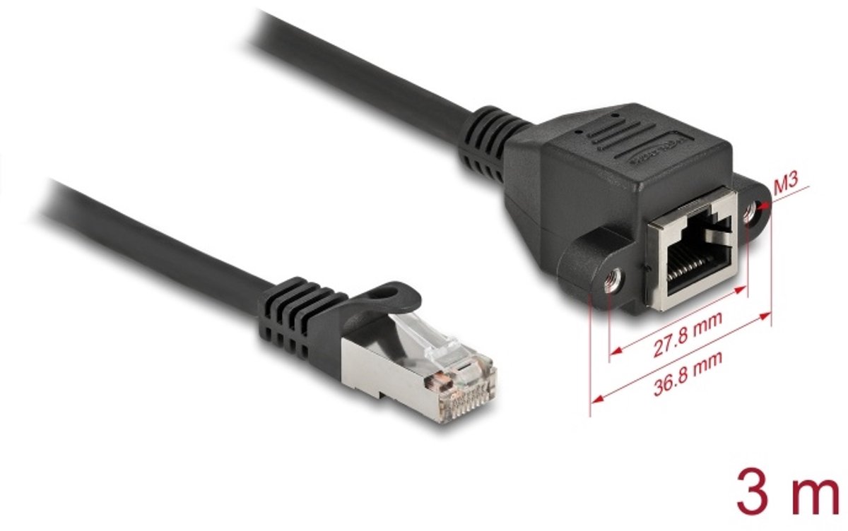 CAT6a sFTP verlengkabel 3 meter zwart