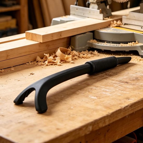 Boogvormige Duwstok - Houtbewerkingsgereedschap - Veilig Zagen - Antislip Rubberen Voetjes - 46 cm - Zwart — afbeelding 3
