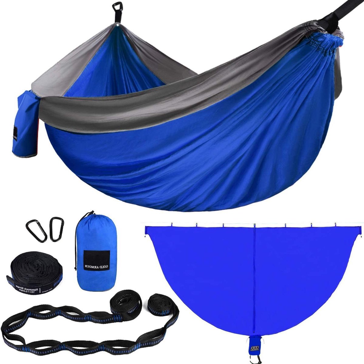 Kampeerhangmat met net - Dubbele hangmat - Buiten ontspannen - XL formaat 500 lbs - 3.2 x 2.0 meter