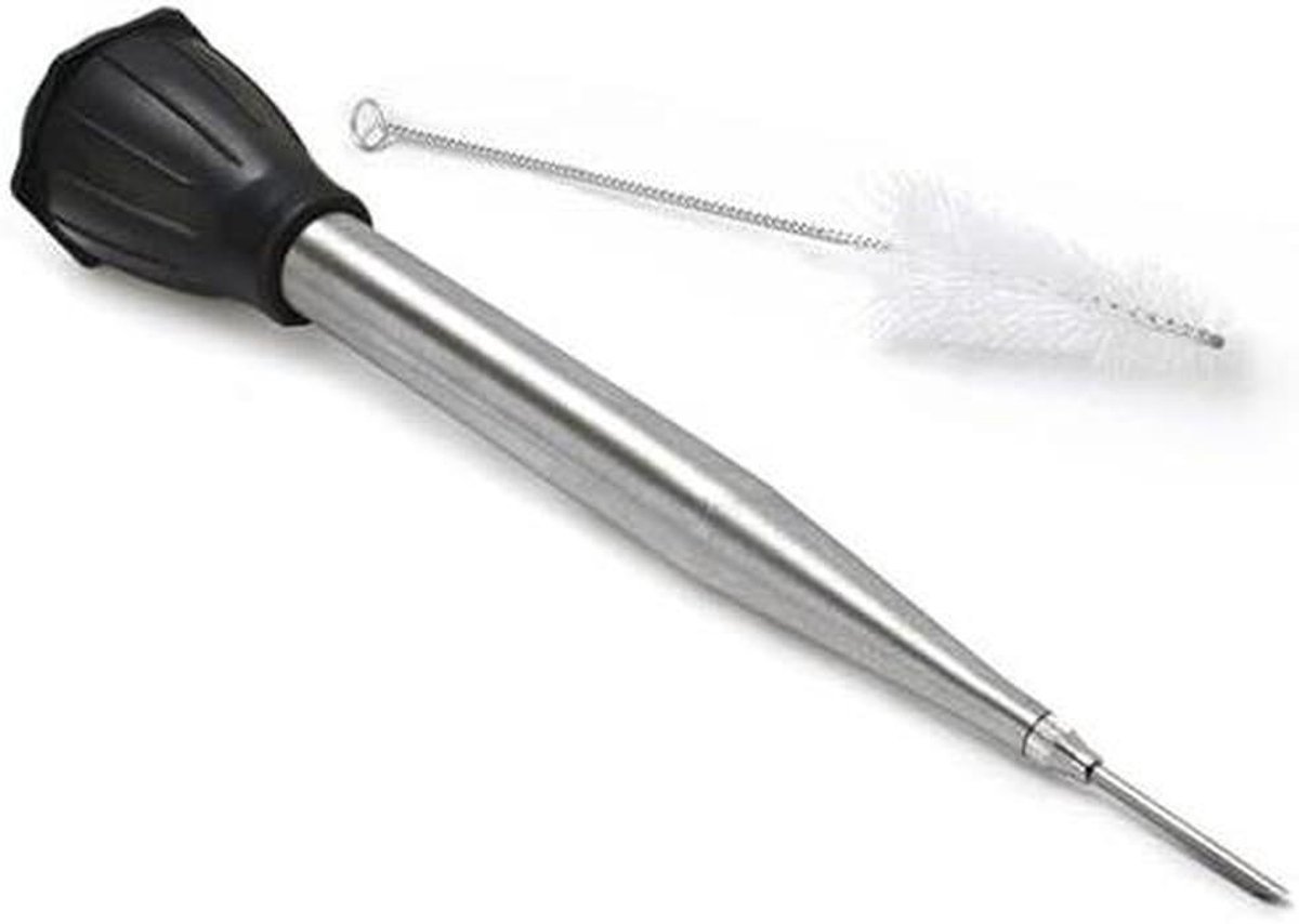 Baster Injector - Vlees Spuit - Smaak Toevoegen - Professionele Kwaliteit - 26 cm - Zilver