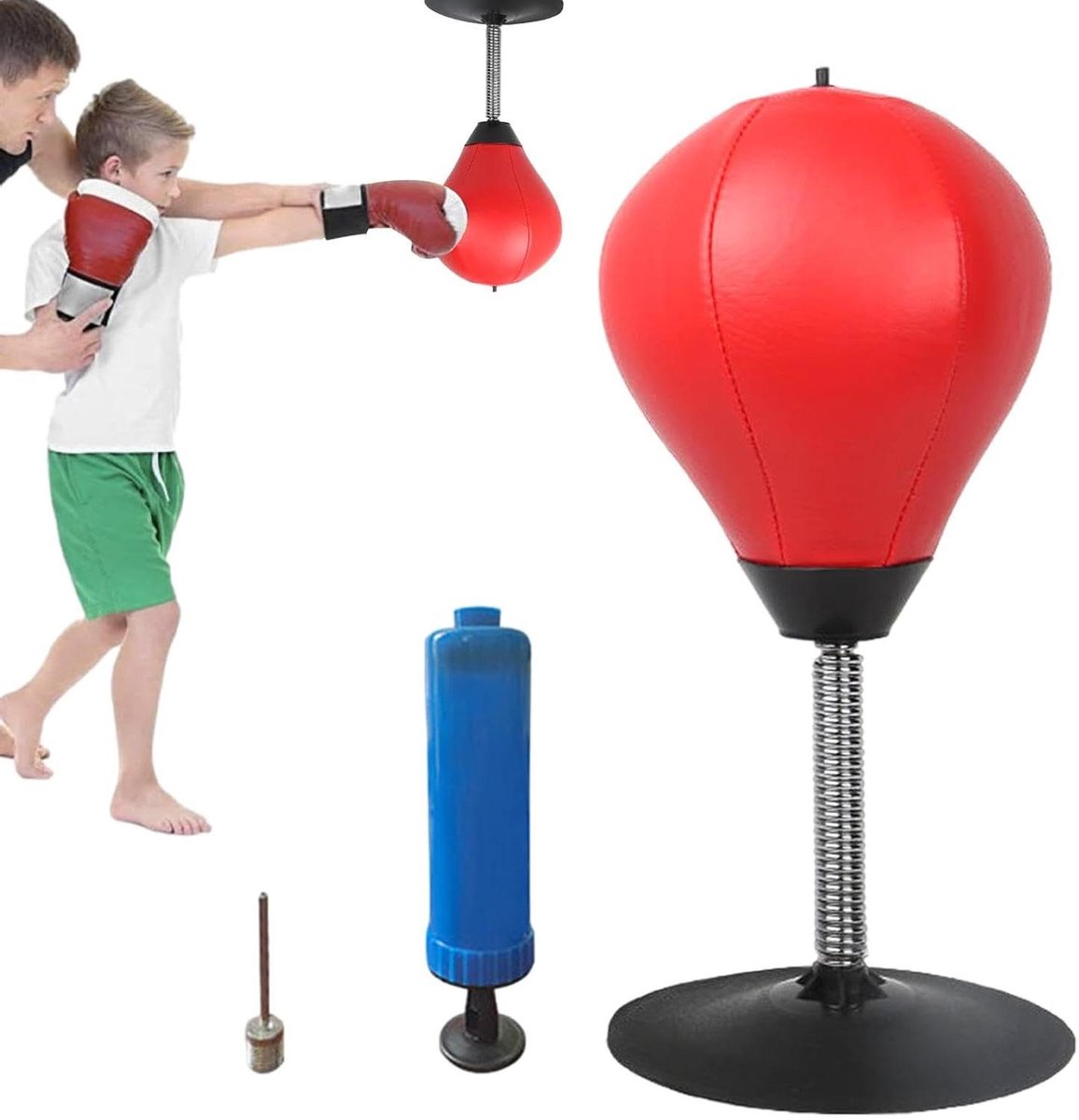 Reflex bokszak - Snelheid bal - Coördinatie training - Zuignap basis - 20 cm breed - Rood