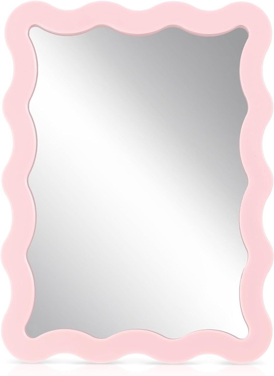 Magnetische Zelfklevende Spiegel, 5 x 7 inch, Scalloped Ontwerp, Ideaal voor Make-up en Kantoorinrichting, Kleine Glazen Spiegel voor Kastdecoratie