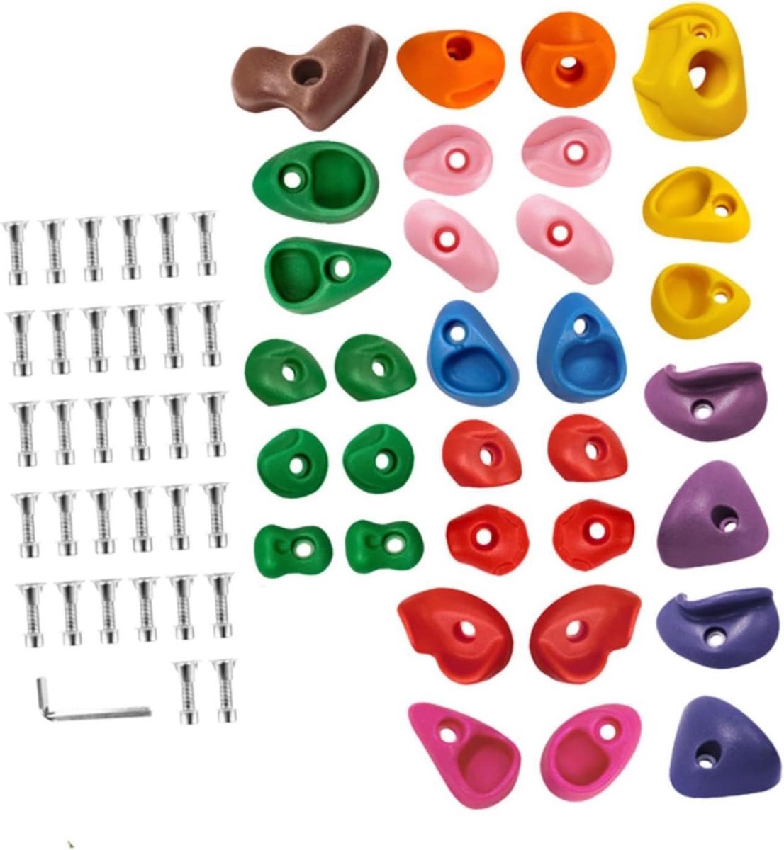 Klimstenen Set - Klimgrepen Buiten - Kinderen Actief - Weerbestendig PP Materiaal - 32 Stuks - Gemengde Kleuren