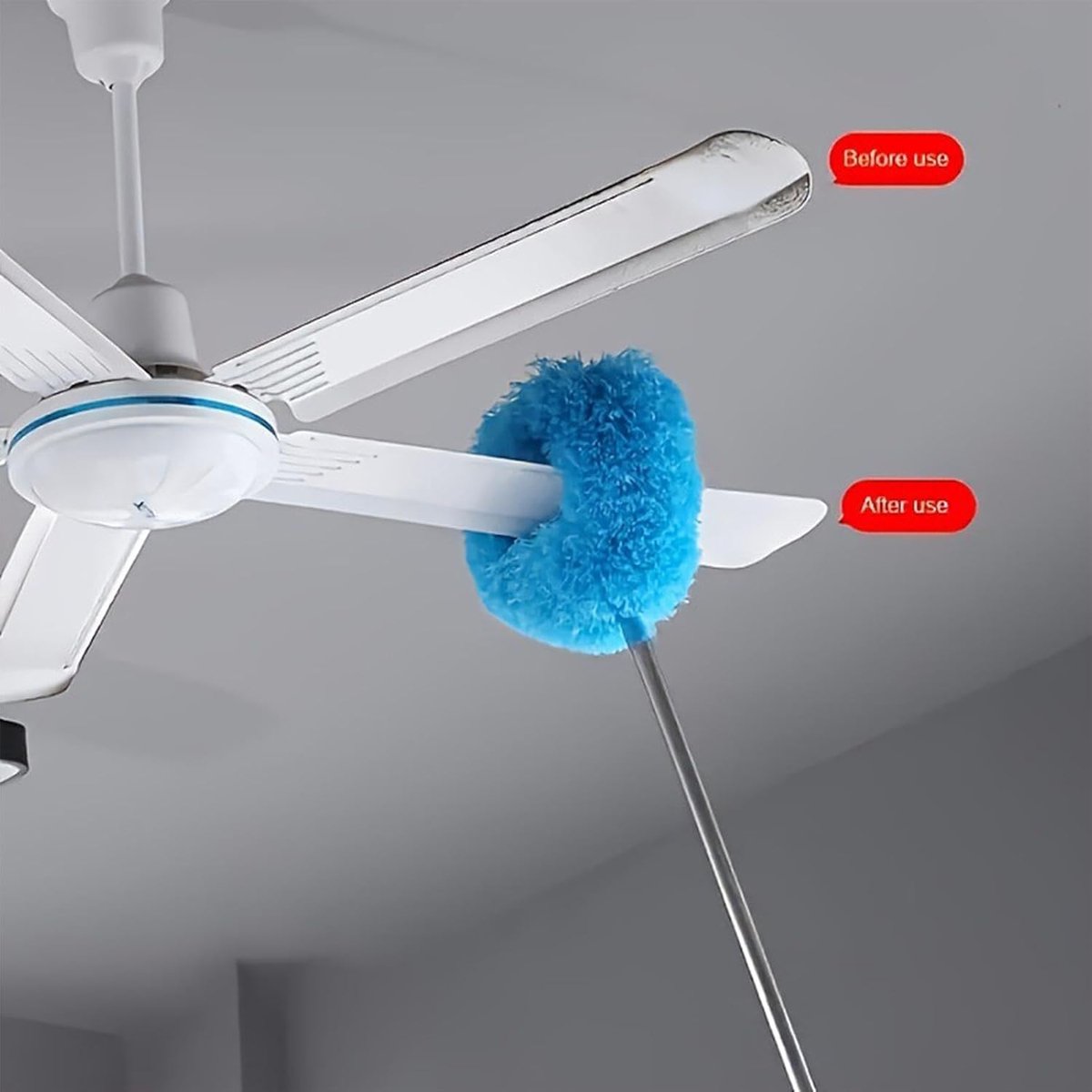 Stofreiniger - Plumeau - Hoge oppervlakken reinigen - Buigbare kop - 33-80 cm - Blauw