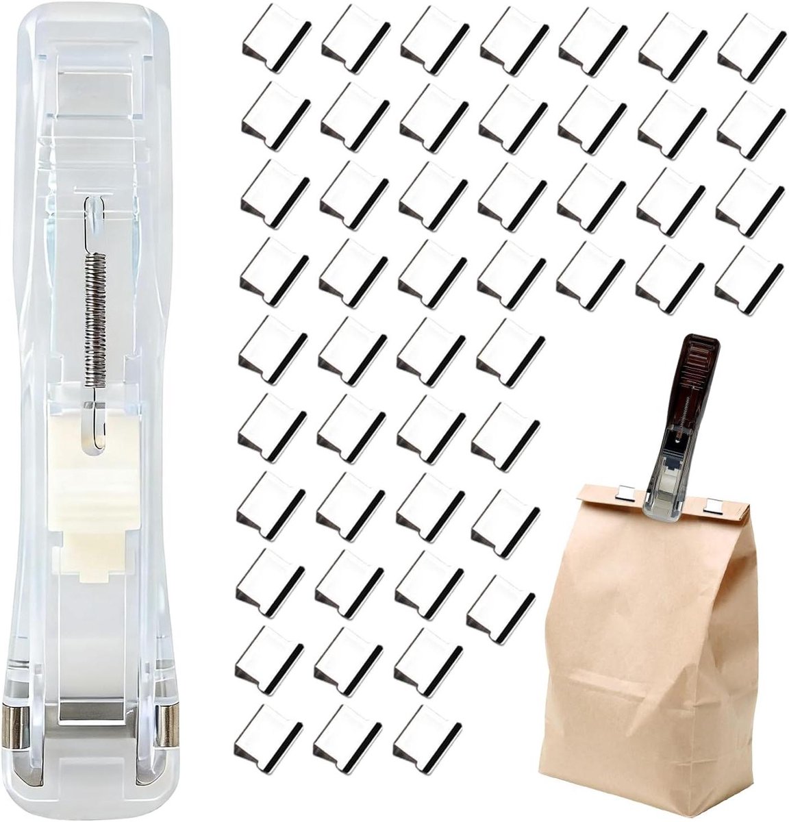 Draagbare nietmachine - Klemmen binder - Documenten organiseren - Lichtgewicht ontwerp - 8 x 8 x 6 cm - Transparant