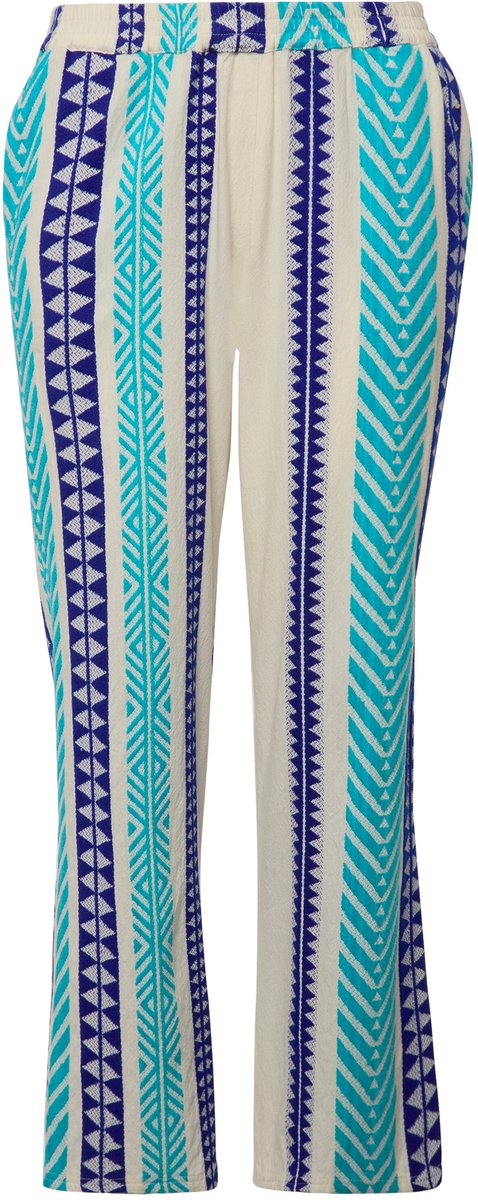 Angel of Style - Dames - Broek jacquard strepen elastische tailleband - Middenblauw - Maat 48