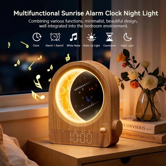 Licht Wekker Wake Up Light- Digitale Wekker met Lamp - Slaaphulp met USB Aansluiting - Rustgevend — afbeelding 5