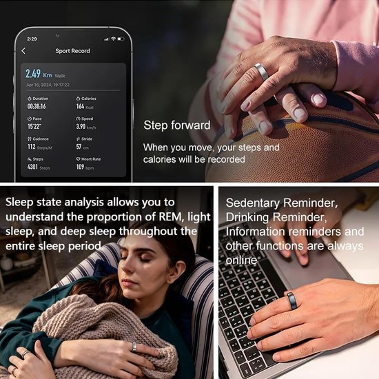 Smart Ring - Slimme - Slaapmonitoring Hartslag en Bloeddruk - Dagelijks van Smart++) — afbeelding 2