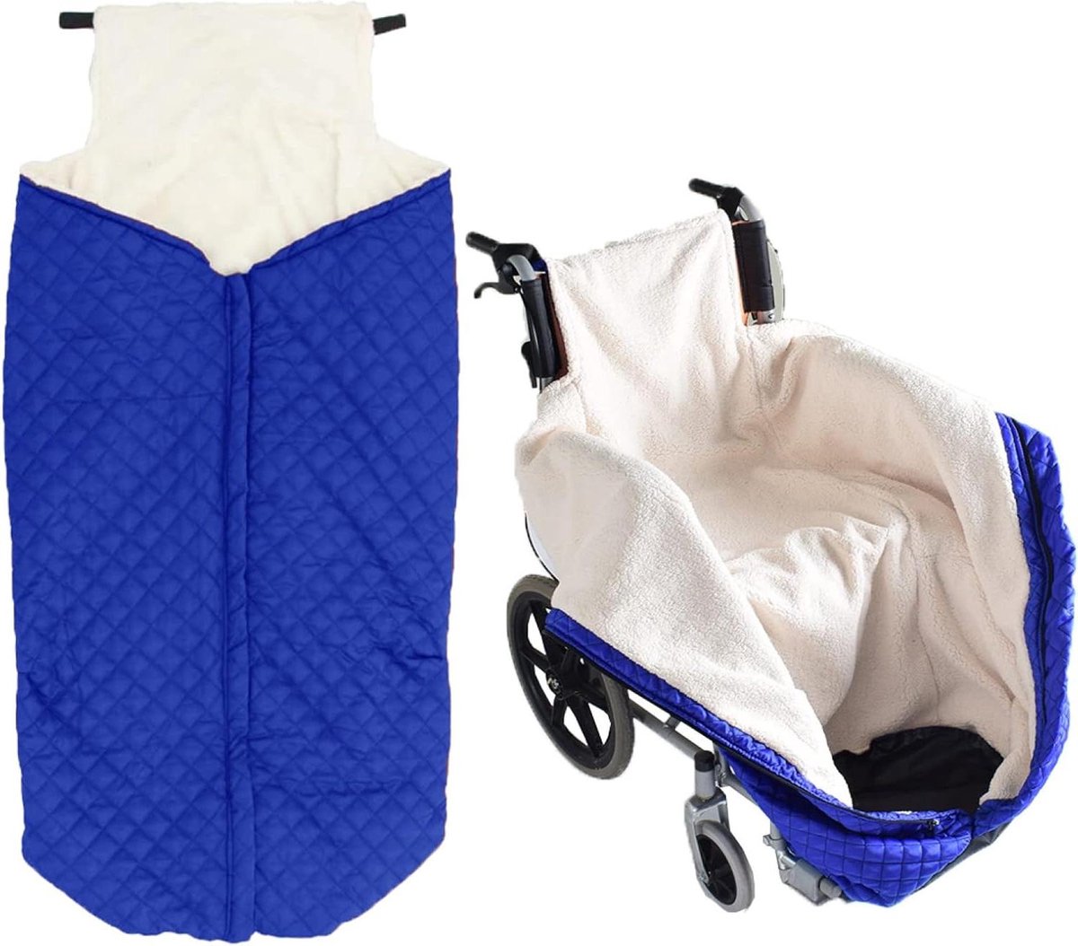 Rolstoel Voetenzak - Wielstoel Deken - Warm Blijven - Pluche Gevoerd - Universele Pasvorm - Blauw