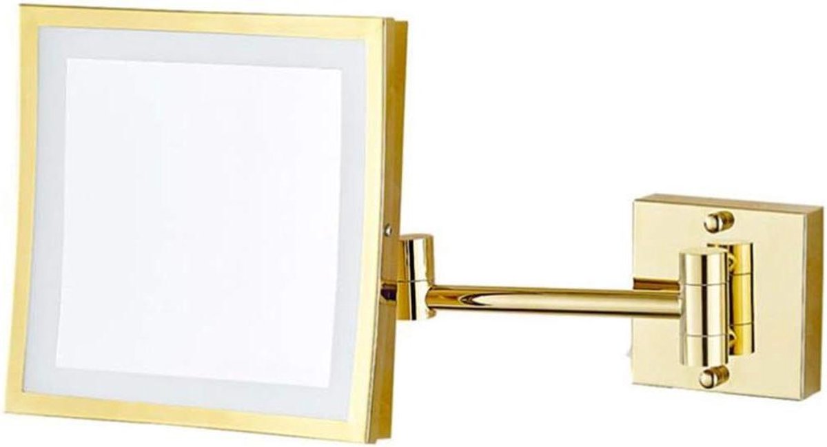 Wandmontage Spiegel - Make-up Spiegel - Precisie Verzorging - 3x Vergroting - 8 Inch - Goud