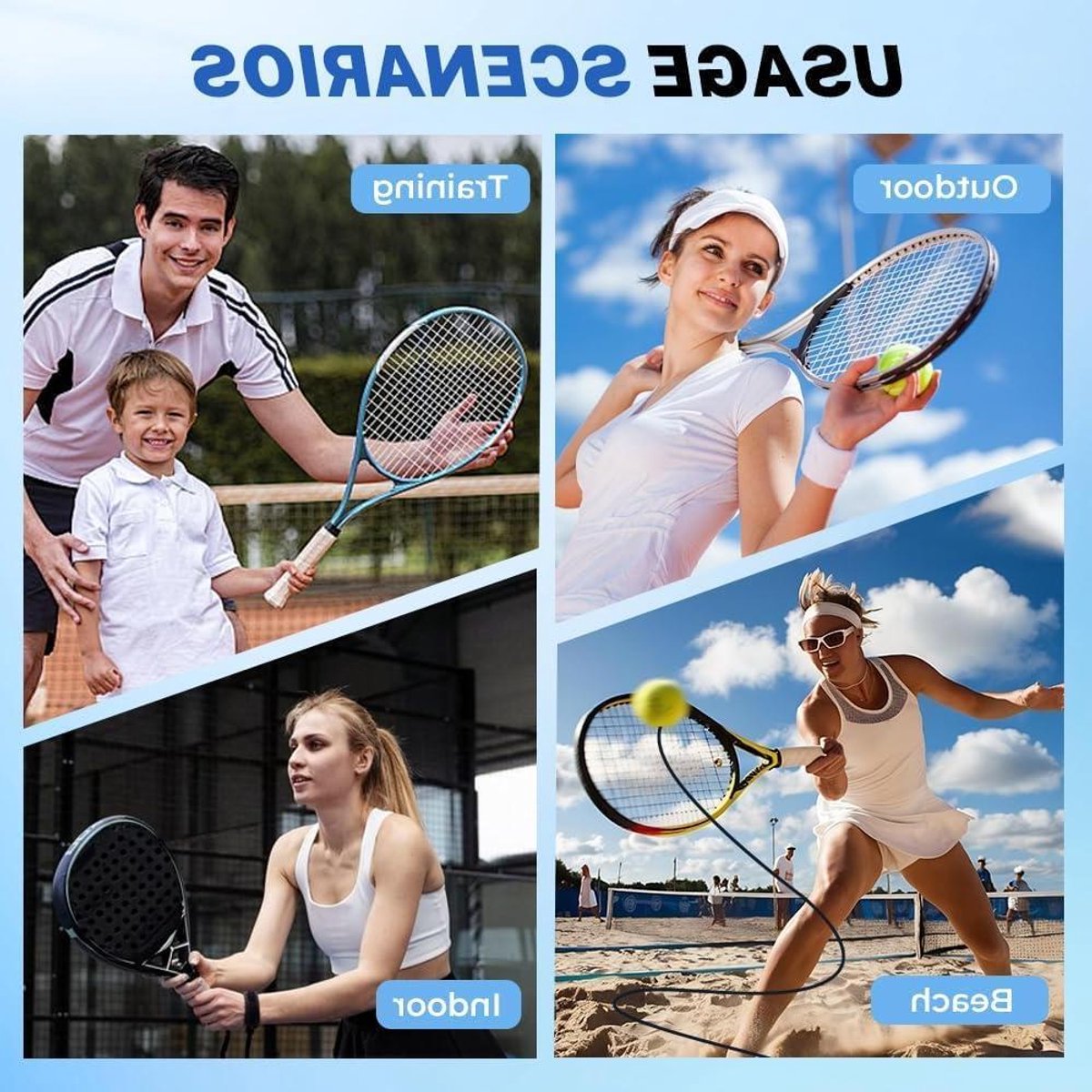 Tennis Rebounder Set - Tennistrainer Bal - Zelfstudie Tennis - Stabiele Basis - Medium - Blauw
