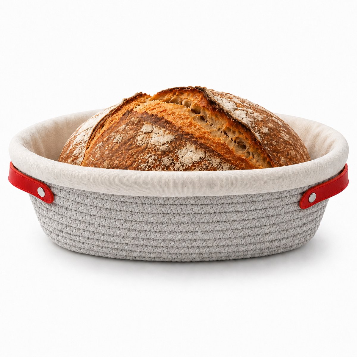 Bangosa Rijsmand Ovaal 26 cm - Rijsmandje voor Broodbakken - Zuurdesem Banneton – Ademend Katoen - Brood Bakken - Wasbaar – Voor 750-900g Deeg