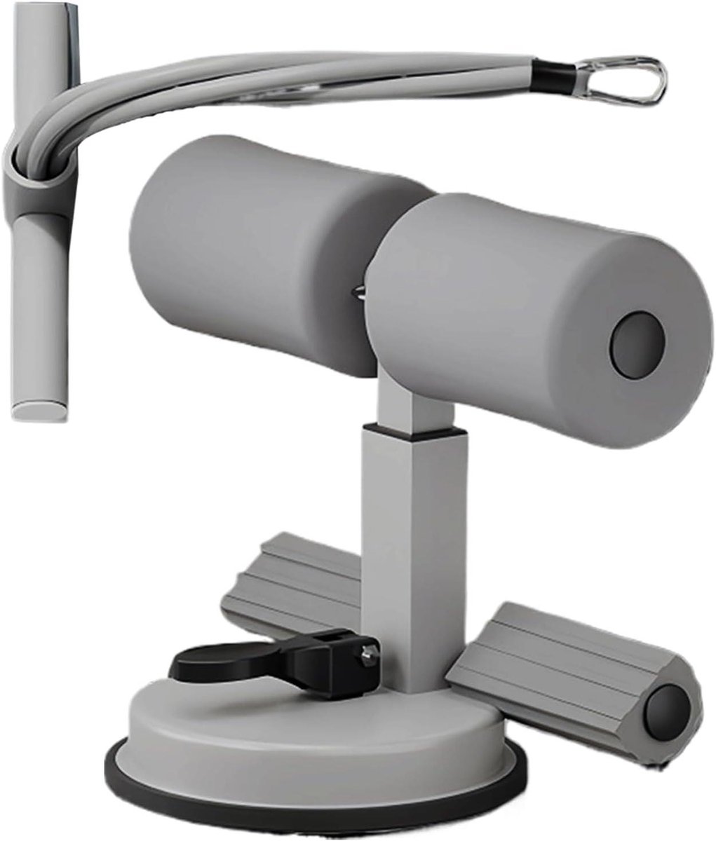 Sit-up machine - Buiktrainer assistent - Rompkracht trainen - Dubbele zuignap stabiliteit - 26 cm pakket - Grijs