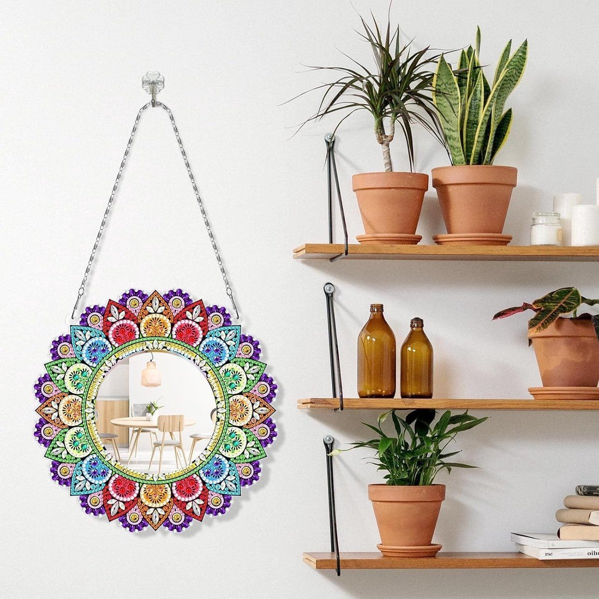 DIY Diamant Schilderij Spiegel voor Volwassenen - Wand- of Raamdecoratie voor Thuis, Creatief en Uniek Kunstwerk