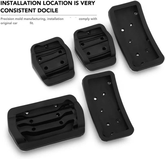 Pedaalhoezen Auto - Voetpedaal Covers - Verbeterde Grip - Antislip Rubber - 3 Stuks - Zilver Zwart — afbeelding 4