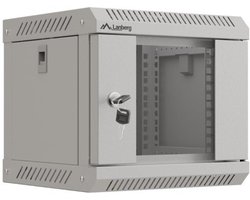 Lanberg - 10 Inch Wandrack - 4U - 300 x 300 mm - Grijs - Glazen Deur - Zelfmontage Rackkast