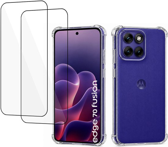ChiGuard Hoesje & 2x Screenprotector geschikt voor Motorola Edge 70 Fusion Hoesje Screenprotector - Gehard Glas Cover + Shock Proof Case – Transparant
