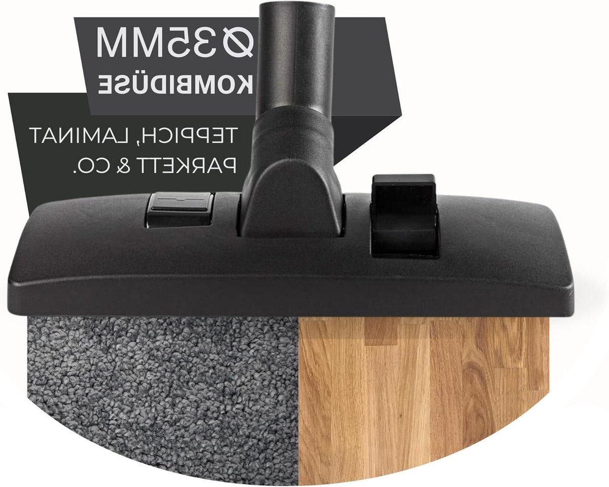 Combi borstel - Vloermondstuk stofzuiger - Alle oppervlakken reinigen - Voet bedienbare schakelaar - 35mm diameter - Zwart