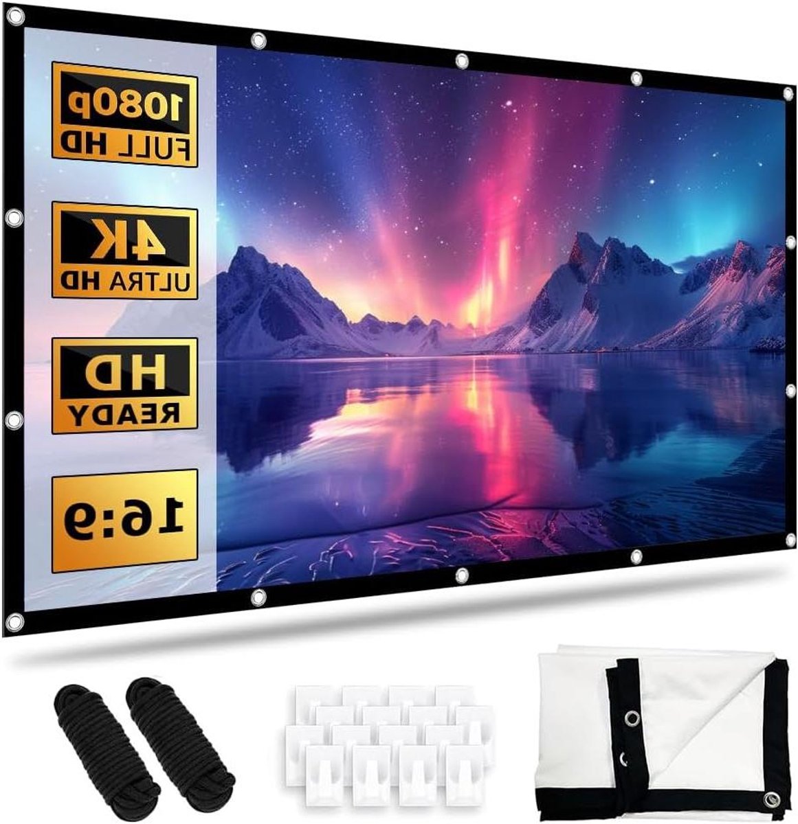 Projectiescherm - Projectiedoek - Thuisbioscoop Creëren - Kreukvrij Polyester - 100 Inch - Wit