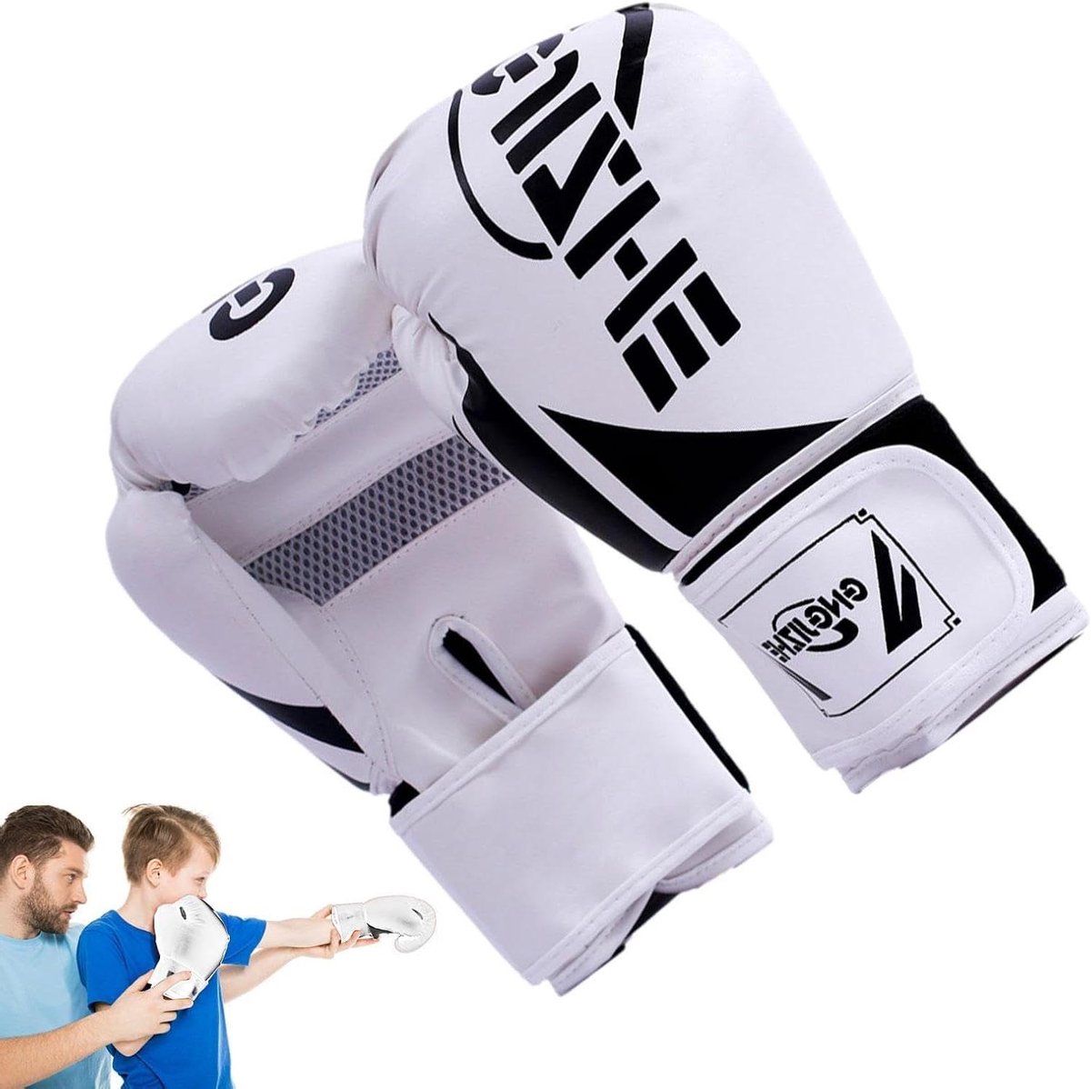 Bokshandschoenen - Trainingshandschoenen - Vechtsport Training - PU-leer Constructie - 175 gram - Wit