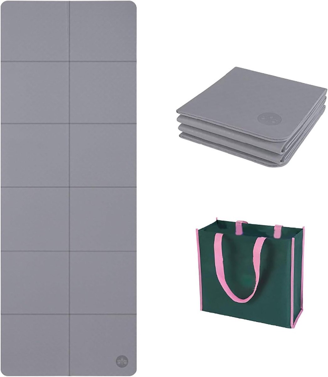 Extra Brede 61 Cm Opvouwbare Yogamat - Geurloze TPE Fitnessmat Met Antisliptextuur For Pilates, Meditatie(Gray)