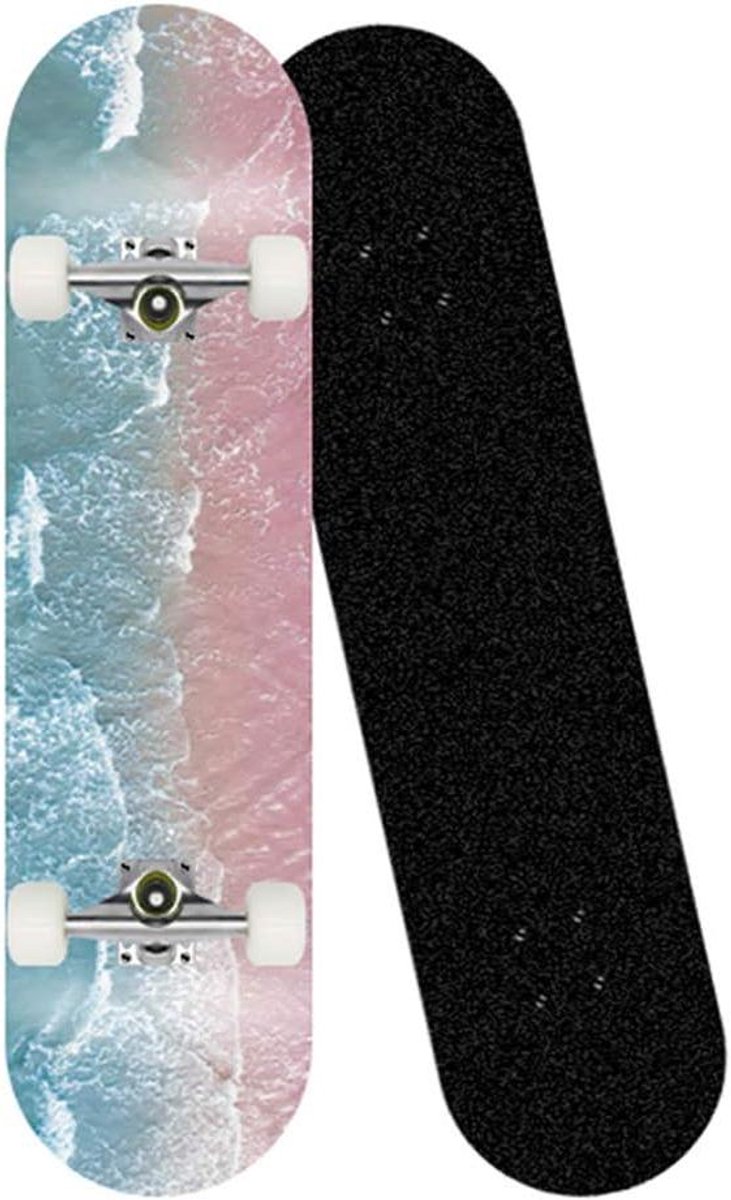 Compleet Skateboard Cruiser Trick Board Stunts en Tricks Dubbele Kick Concave 31 x 8 inch Naturel