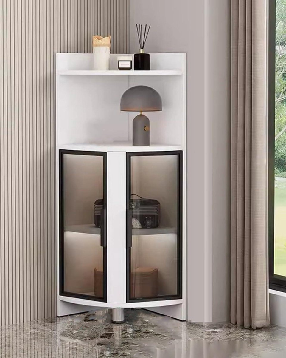 Glazen Vitrinekast - Hoekrek Boekenplank - Spullen Presenteren - Ingebouwde LED - 120 cm H