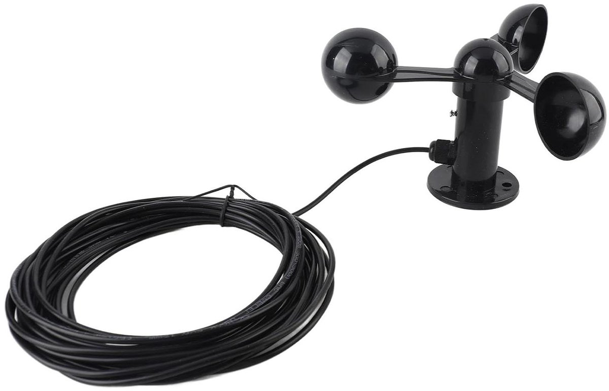 Windsensor Met Cups - Windmeter - Weer Meten - Hoge Nauwkeurigheid - 8 Meter Kabel - Wit