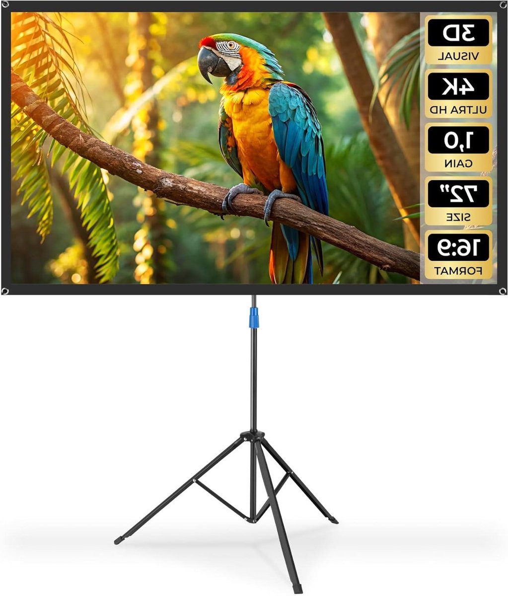 Projectiescherm met Statief - Beamer Scherm - Home Cinema - Oprolbaar en Draagbaar - 72 Inch - Wit