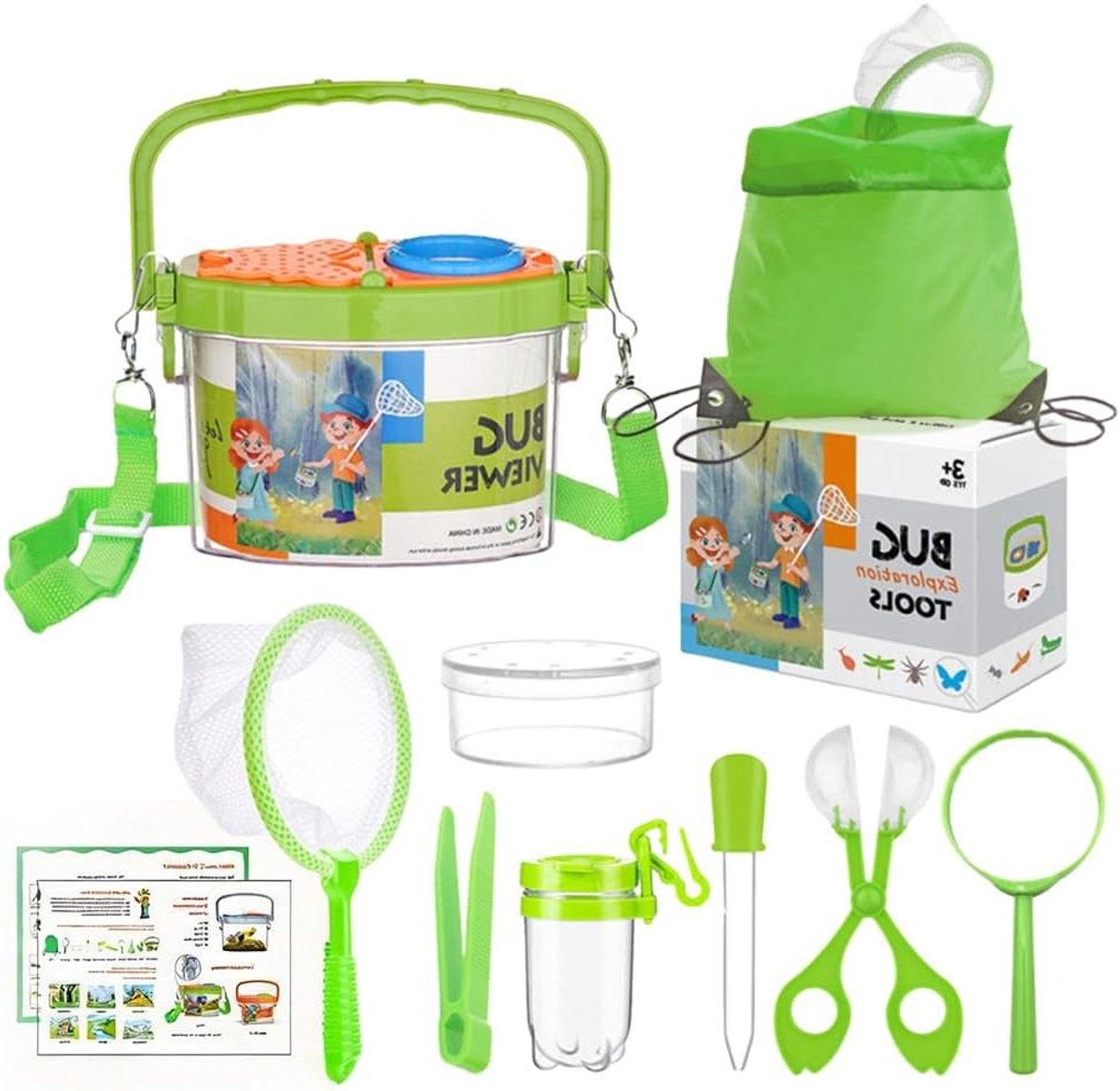 Ontdekkingsset Kinderen - Verkenningskit - Natuur Ontdekken - 11 Delige Set - 21 cm - Groen
