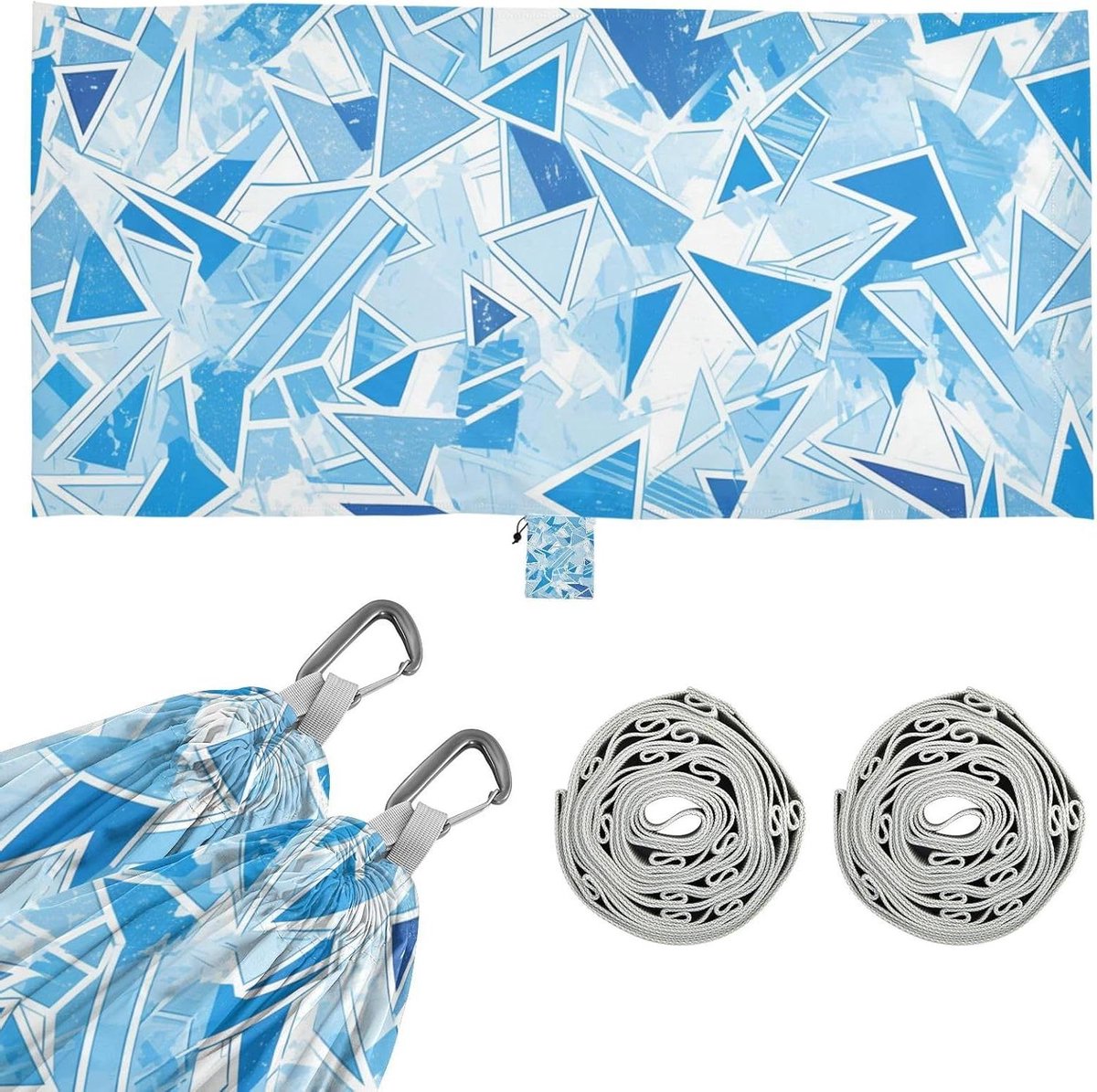 Outdoor Hangmat - Kampeerhangmat Tuin - Ontspannen Buiten - Met Opbergvak - 290 x 138 cm - Babyblauw
