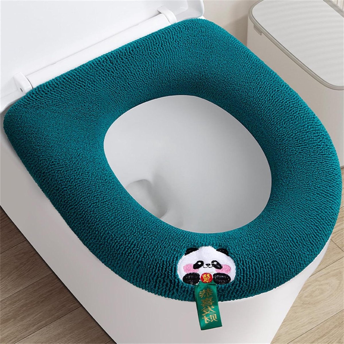 Toiletzittinghoezen - Toiletkussen - Badkamer Comfort - Huidvriendelijk Pluche - 3 stuks - Groen Panda