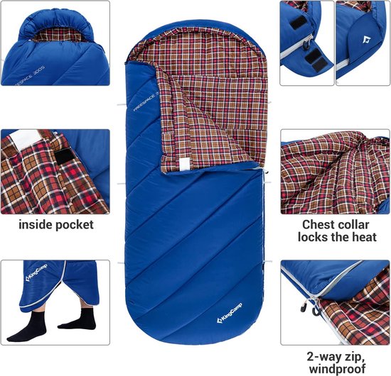 Slaapzak XL - Kampeerzak - Buiten slapen - Extra ruim - 220 x 100cm - Blauw — afbeelding 2
