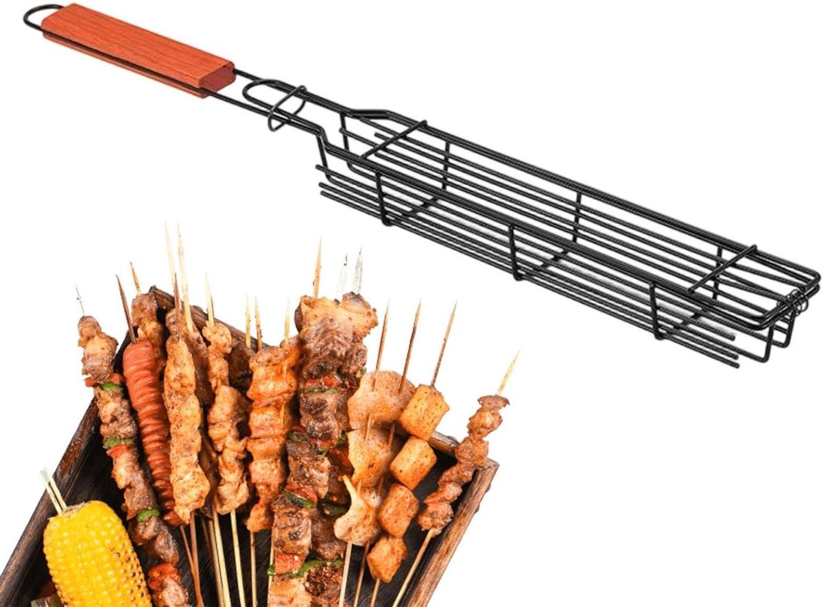 Grillrek Worst houder BBQ worst grillen Roestvrij staal 51 cm Zilverkleurig
