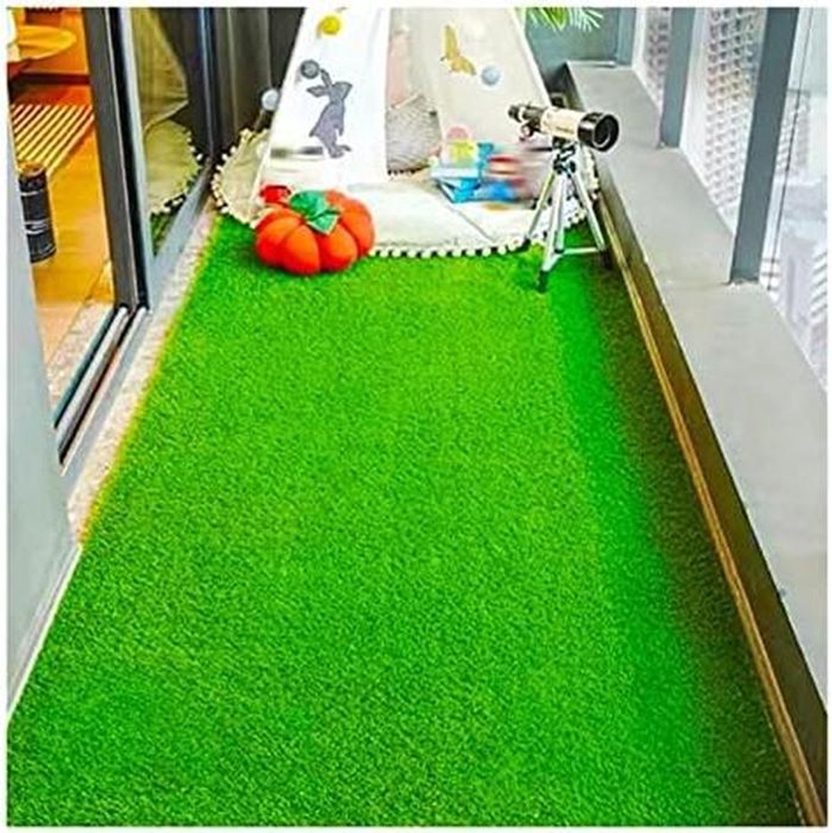 Kunstgras Tapijt - Balkon Tapijt Tuin - Buiten Leven - UV Bestendig Drainage - 0.5x8m - Groen