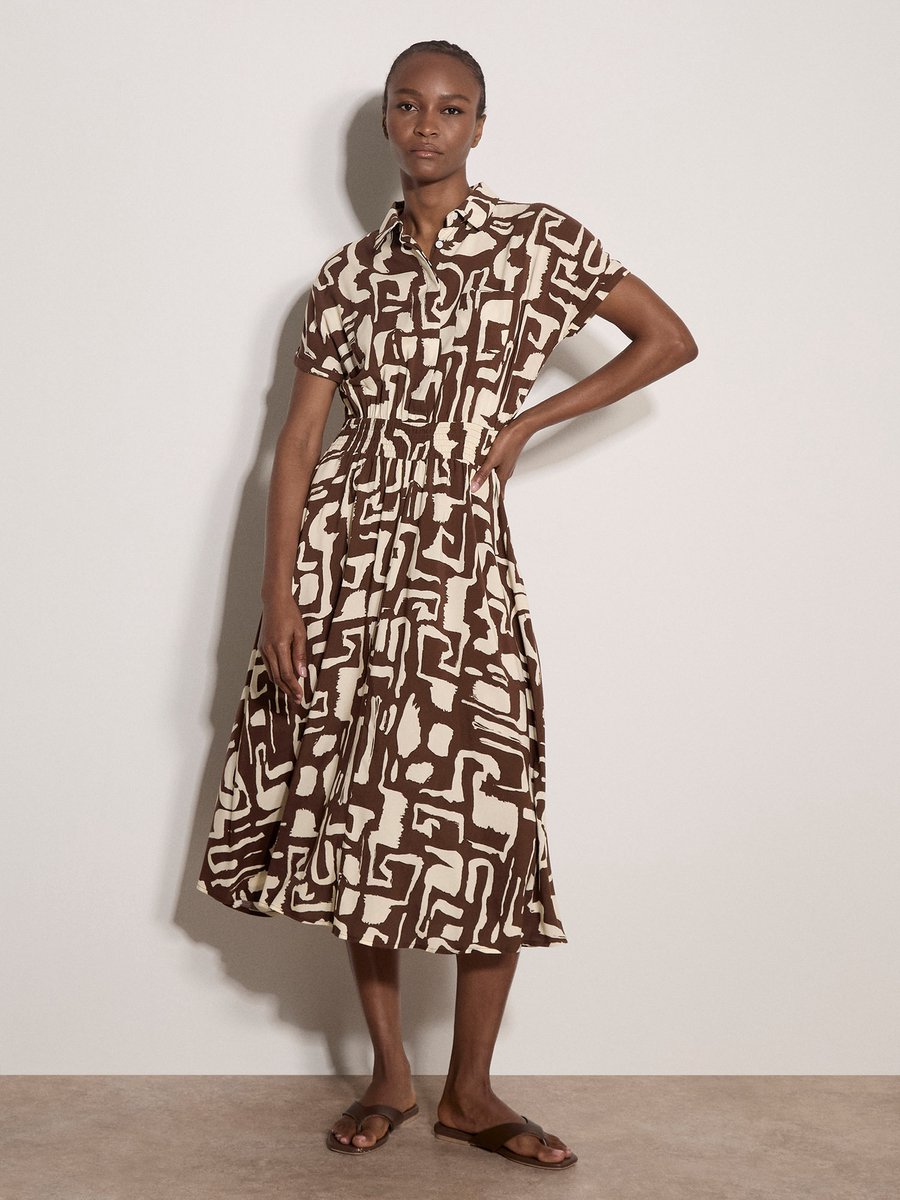 Midi-jurk met Grieks shirtpatroon