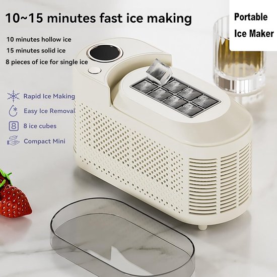 Mini IJsblokjesmachine - Aanrecht IJsmaker - Drankjes Koelen - Stille Werking - 8 Blokjes/10 Min - Paars van MINI — afbeelding 2