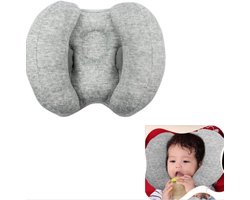 Neksteunkussen voor baby's - hoofdsteun voor baby's - vormgevend kussen voor autostoeltjes - 2-in-1 reiskussen - geschikt voor kinderwagens en hoofdsteunen - 25*22 cm - grijs