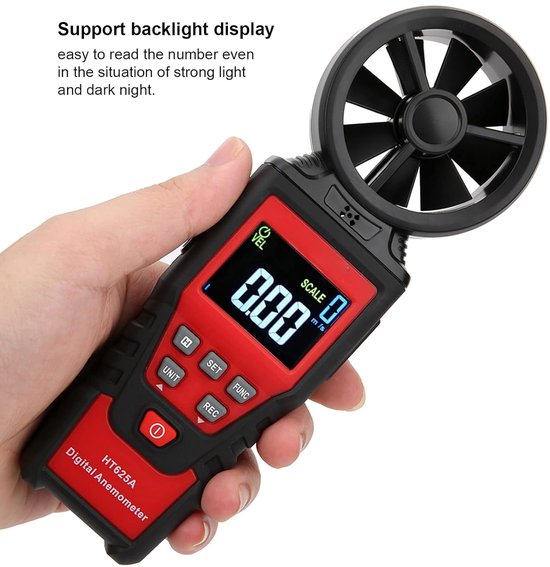Digitale Anemometer - Windsnelheidsmeter Luchtvolume - Buitenmetingen - Professionele Nauwkeurigheid - 0.40-30.00 m/s - Zwart — afbeelding 2