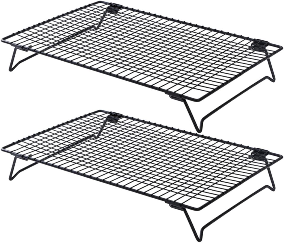 Kookset Bakplaat - Stapelrooster - Bakken Grillen Braden - Stapelbaar Ontwerp - 2 Stuks - Zilver