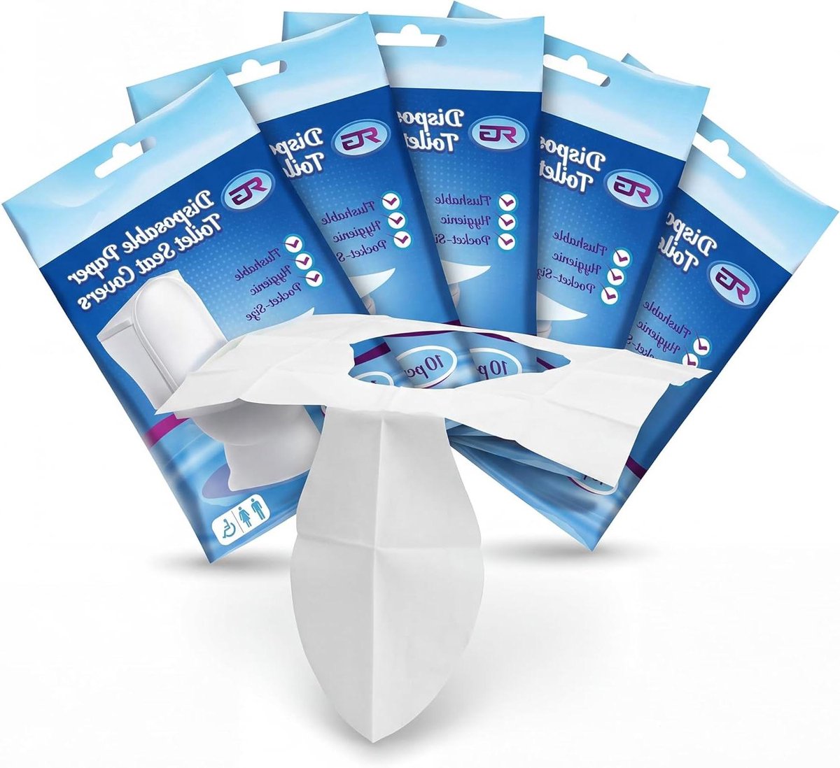 Wegwerp Toiletzittingen - Reis Toilet Covers - Hygiënisch Reizen - Hersluitbare Reisverpakking - 50 stuks - Wit