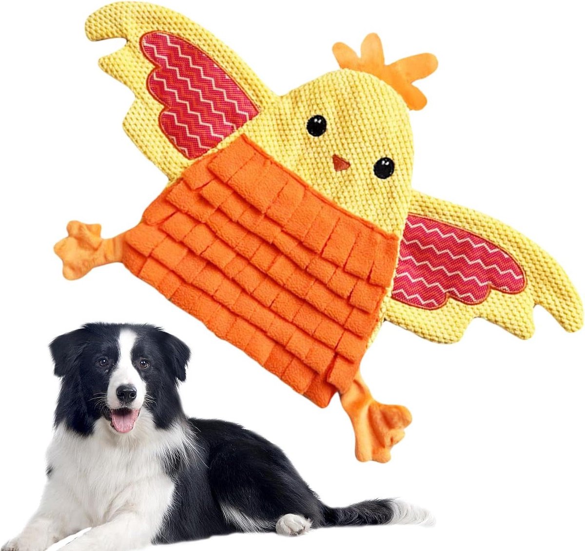Snuffelmat Honden - Voer Puzzel - Mentale Stimulatie - Zacht Pluche Materiaal - 42 x 28 cm - Geel