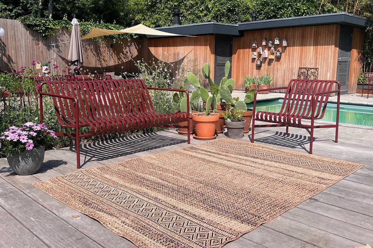 Jute look platgeweven buitenkleed 230cm x 160cm
