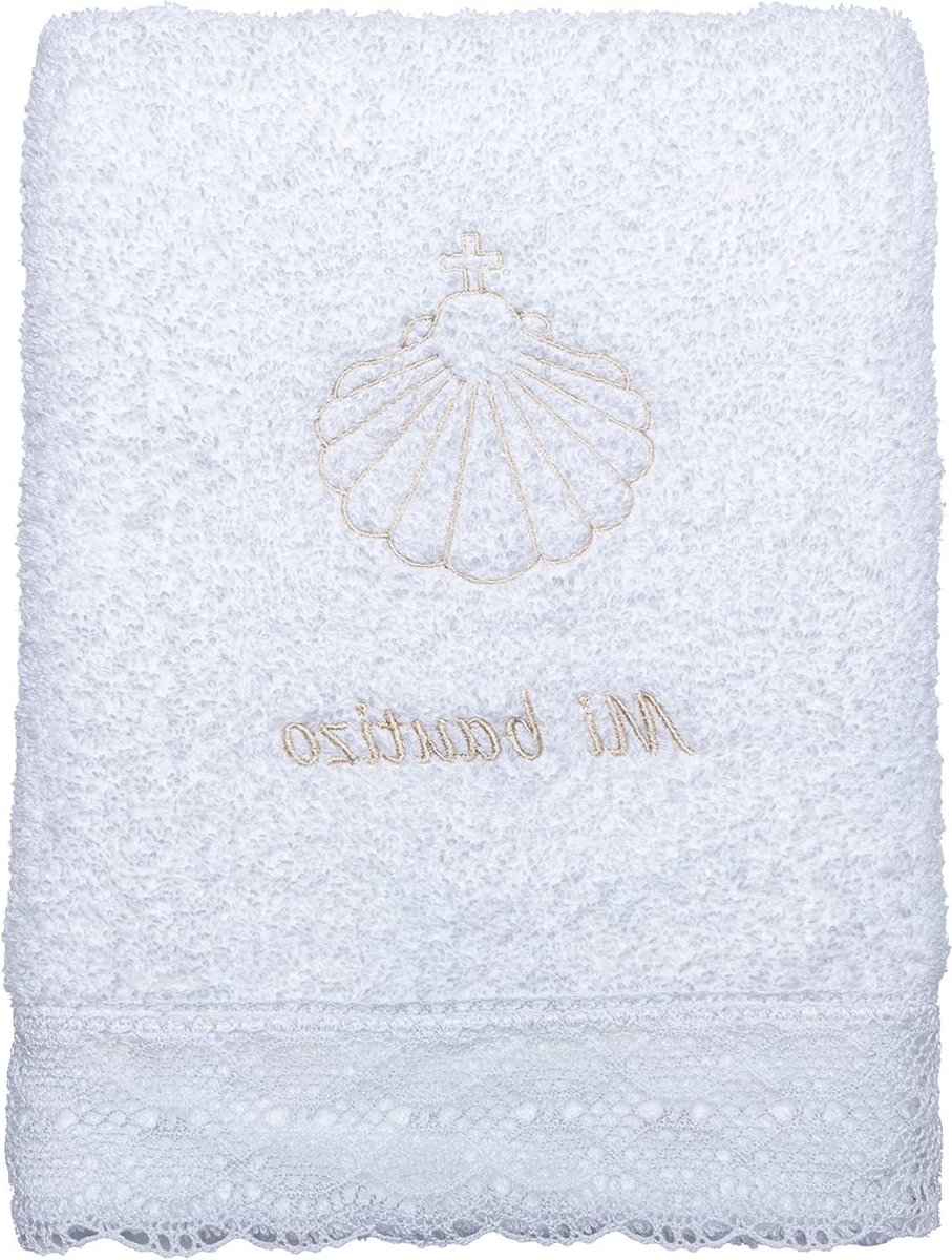 Doophanddoek met kant - Baby handdoek Doopgeschenk - Aandenken bewaren - 100% katoen - 50 x 100 cm - Wit